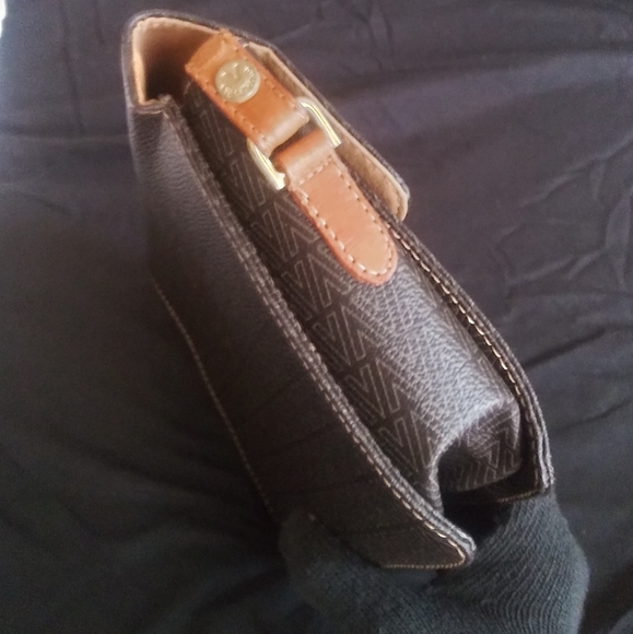 MARIO VALENTINO brown leather vintage 2 way 3way shoulder bag crossbody clutch - Picture 5 of 12